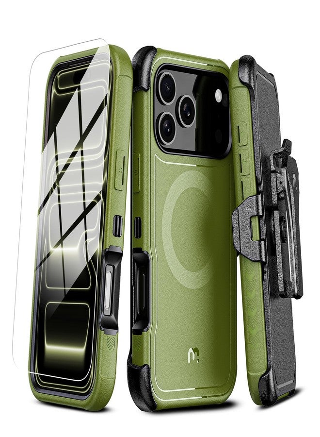 جراب M MYBAT PRO لهاتف iPhone 17 Pro Max مع مشبك حزام، جراب Maverick Series 17 Pro Max [متوافق مع Magsafe] مع واقي شاشة، مقاوم للصدمات، مع مسند قابل للدوران 360 درجة، حماية فائقة - Image 1
