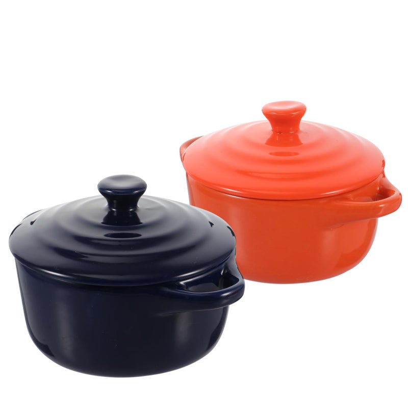 2pcs Reusable Ceramic Bowls with Lids for Soup Salad Snacks Easy Clean Kitchen Supplies - Image 2