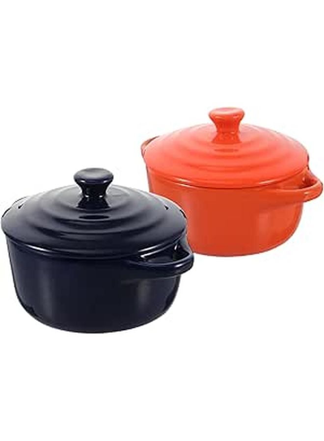 2pcs Reusable Ceramic Bowls with Lids for Soup Salad Snacks Easy Clean Kitchen Supplies - Image 1