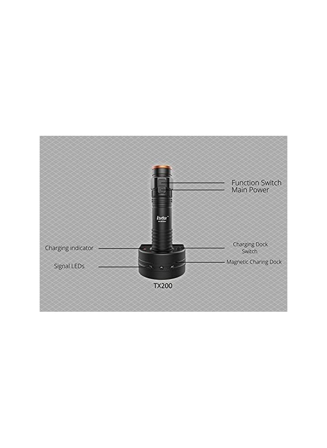 VORTEX Vortex TX200 Emergency Signal Rechargeable USB Wall Mount Charging Dock 7/24 Dual Switch Base Mini-USB Charging Dimming Tactical Function Handheld Traffic Wand Tripod Compatible Flashlight  - Image 3