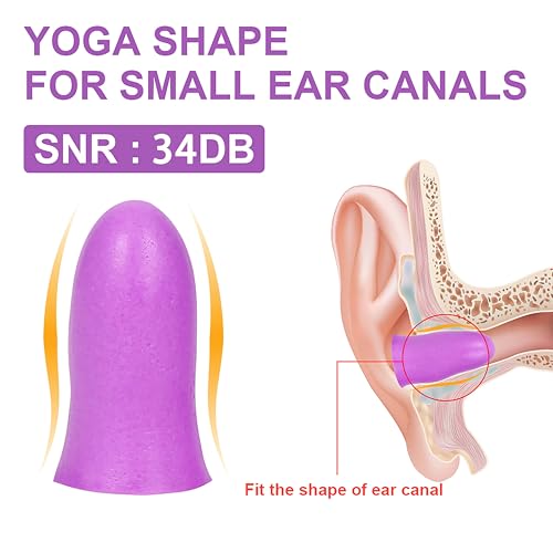 LYSIAN Slim Size Foam Ear Plugs for Small Ear Canals Women, Kids, 100 Pairs, 35dB SNR Noise Canceling Earplugs for Sleeping, Work and Study (Purple) - Image 3