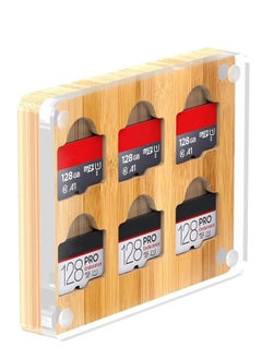 Generic 6 Slots SD Card Case, Bamboo Magnetic Closure TF Card Holder, for TF Card MSD Memory Card Storage Box Holder Storage  - Image 1