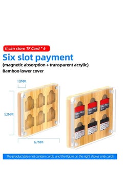 Generic 6 Slots SD Card Case, Bamboo Magnetic Closure TF Card Holder, for TF Card MSD Memory Card Storage Box Holder Storage  - Image 2