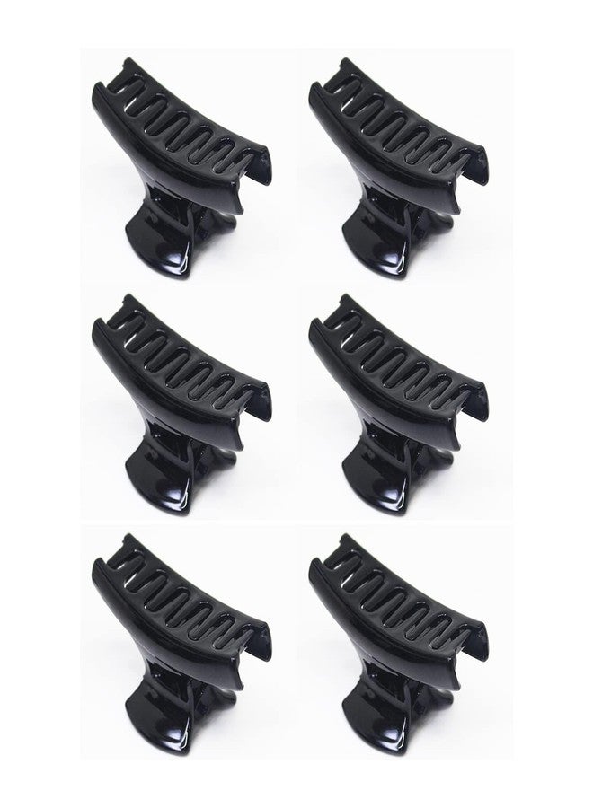 Truvic Medium Size Strong Hold Ponytail Hair Claw Clips Stronger & More Durable Non Slip Secure Grip Clutcher Perfect Fashion Styling for Girls & Women (Black, Pack of 6) - Image 1