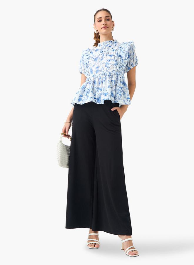 تواكستريمز بلوزة بيبلوم بياقة عالية وطبعات زهور وكشكش من تو إكستريمز - Image 2