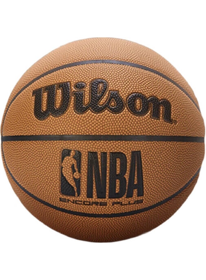 Wilson Nba Encore Plus Outdoor Leather Basketball, Indoor And Outdoor Adult Competition Size 7 Basketball - Image 1