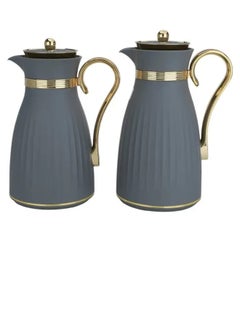 Alsaif Gallery Dana Thermos Set Dark Gray With Golden Handle, Two Pieces  - Image 2