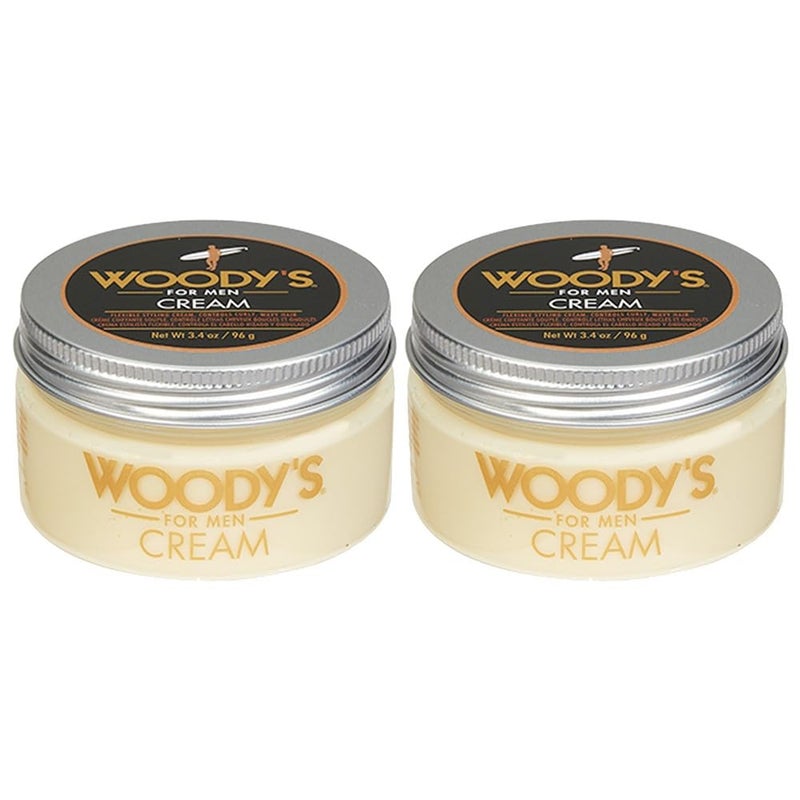 Woodys Styling Cream for Men Controls CurlyWavy Hair WaterSoluble Mild Hold Healthy Shine 34 oz 2 Pack