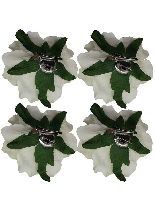 Sanrich La Homein Sanrich 4pcs/pack Fabric Rose Hair Flowers Clips Mexican Hair Flowers Hairpin Brooch Headpieces, Cream, M - Image 2