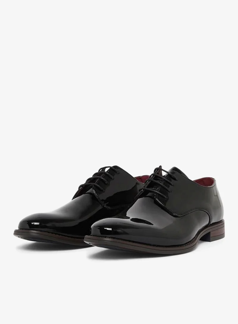 Styli Men Black Patent Derby Shoes