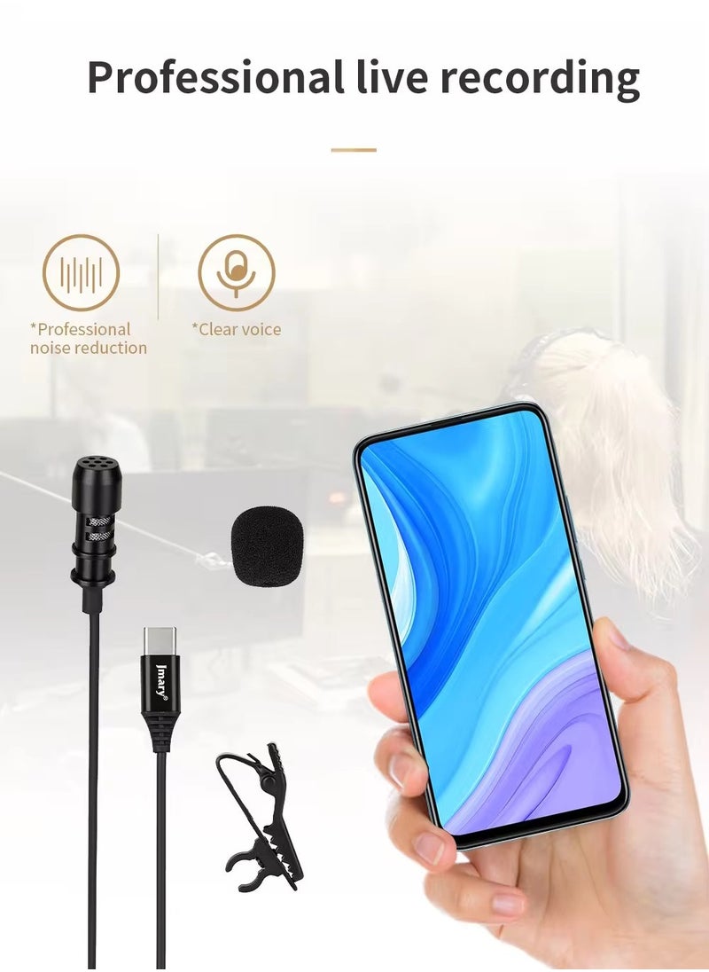 Jmary - Jmary MCR2 Professional Type C Interface lapel mic 3.5mm micro type Mic Mobile Phone PC voice lavalier microphone - Image 1