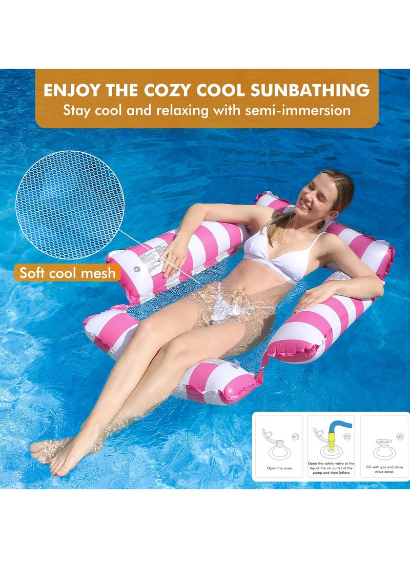 KYD - Inflatable Pool Float Chair Lounge for Adults and Kids Floating,Stripe Pattern Float Hammock for Pool Party Summer Water Fun - Image 1