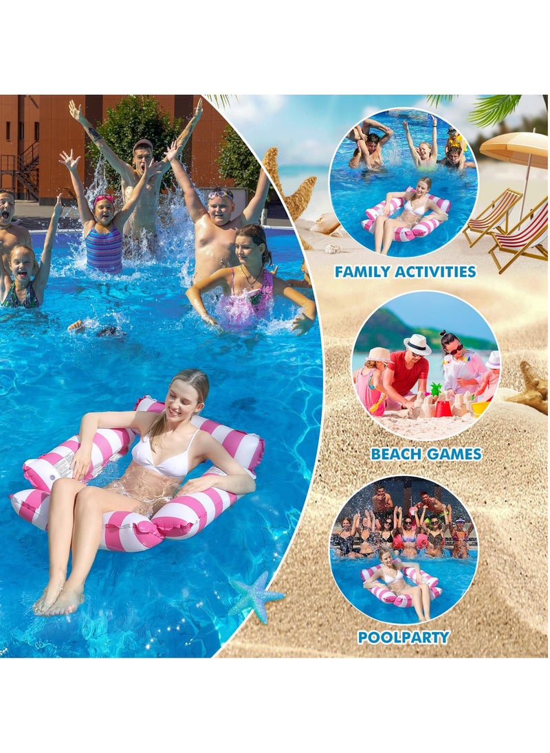 KYD - Inflatable Pool Float Chair Lounge for Adults and Kids Floating,Stripe Pattern Float Hammock for Pool Party Summer Water Fun - Image 1