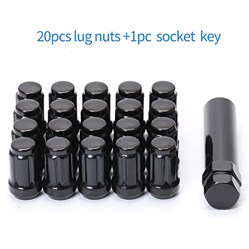 ChnewAuto M12x1.25 Black 6 Spline Lug Nuts - Anti-Theft, 1.38" Long, Set of 20 - Acorn Aftermarket Wheel Lug Nuts - Image 2