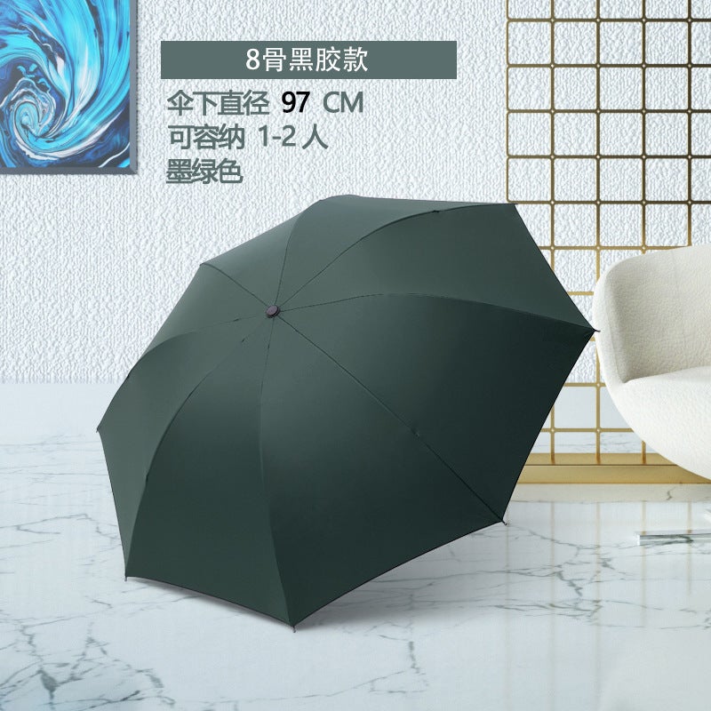 Creative Water Blossom Umbrella black glue sunny umbrella Lady umbrella folding umbrella umbrella tri-fold umbrella advertising umbrella wholesale Solid Umbrella Bold Umbrella Rod-Green 