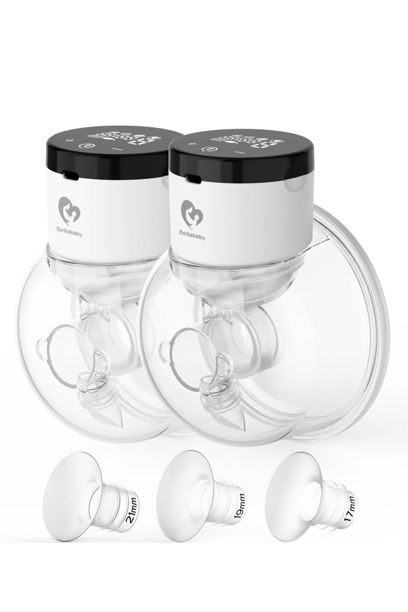بيلا بيبي مضخات الثدي بدون استخدام اليدين من بيلبابي يمكن ارتداؤها، مضخات الثدي الكهربائية المزدوجة المحمولة اللاسلكية منخفضة الضوضاء، 4 أوضاع و6 مستويات شفط، تأتي مع حواف 24 مم وإدراج 17 مم، 19 مم، 21 مم، 6 أونصة، عبوتان - Image 1