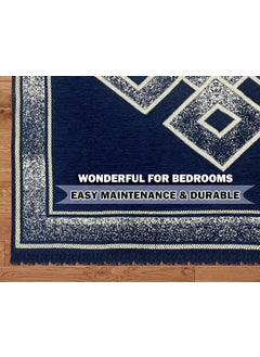 VAS COLLECTIONS VAS COLLECTIONS Premium Chenille Carpet 500 GSM Velvet CarpetArea RugDurries with Fine Gold Yarn for Living Room Bedroom Runner Blue 150x210 cm or 5x7 ft  - Image 4