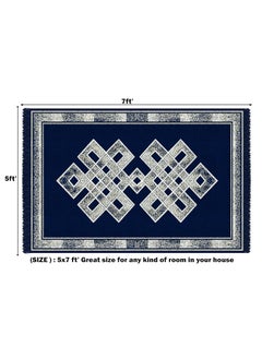 VAS COLLECTIONS VAS COLLECTIONS Premium Chenille Carpet 500 GSM Velvet CarpetArea RugDurries with Fine Gold Yarn for Living Room Bedroom Runner Blue 150x210 cm or 5x7 ft  - Image 2