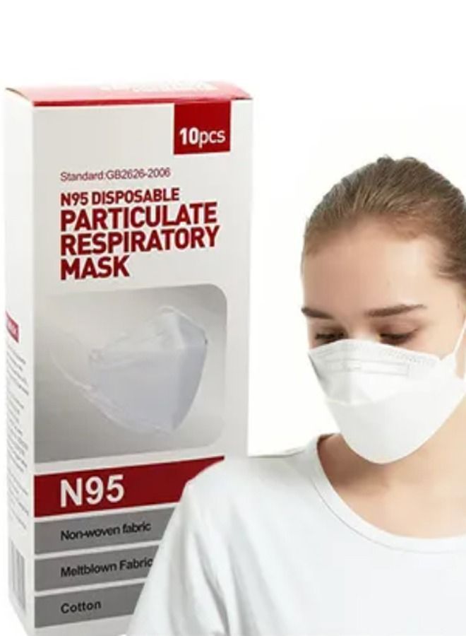 Pack Of 10 N95 Disposable Particulate Respiratory Face Mask for Adults White - Image 3