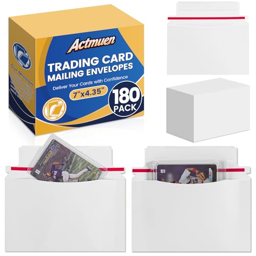 Actmuen 180 Pack Mailer Trading Card Envelopes，7" x 4.35" Trading Card Mailers for Shipping, Perfect Sized Shipping Envelope for Mailing Semi-Rigid and Toploaders, Protector Supplies. - Image 1