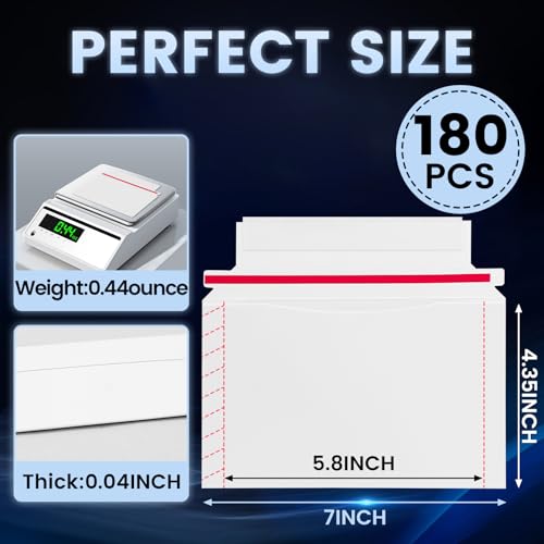 Actmuen 180 Pack Mailer Trading Card Envelopes，7" x 4.35" Trading Card Mailers for Shipping, Perfect Sized Shipping Envelope for Mailing Semi-Rigid and Toploaders, Protector Supplies. - Image 4