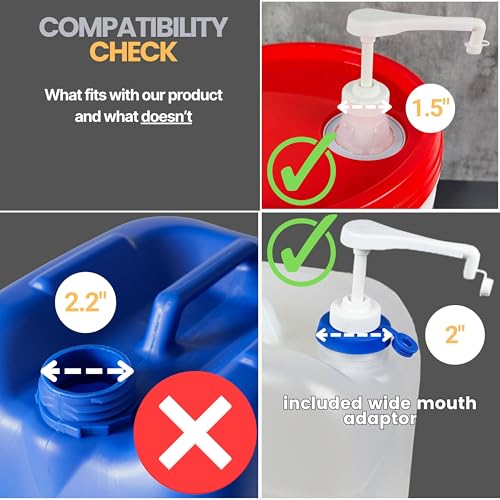 Ebun Pump for Gallon Jug & 5 Gallon Bucket, Leakproof Heavy Duty Pump Dispenser for Laundry Detergent, Shampoo, Soap, Oil, Snow Cone Syrup, Popcorn Butter, Commercial Household Industrial Use (2pc) - Image 4