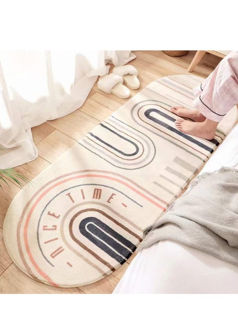 Multicolored soft touch oval rug 160x60 cm