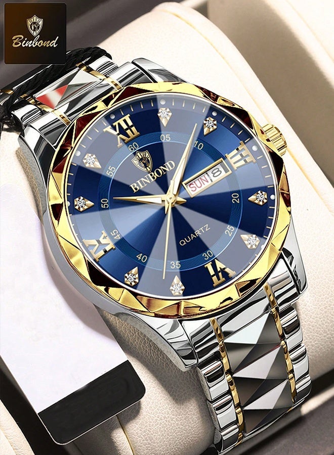 بينبوند ساعات رجالية كوارتز ساعة أفضل ماركة فاخرة موضة مقاومة للماء أسبوع تاريخ ساعة رياضية رجالية ساعة يد رجالية من الفولاذ المقاوم للصدأ - Image 1