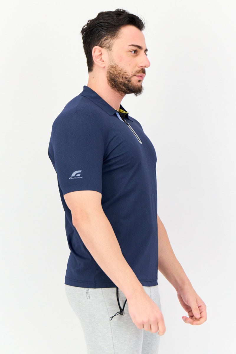 GIORDANO G-Motion Men Sportswear Fit Short Sleeves Outdoor Polo Shirt, Navy  - Image 2