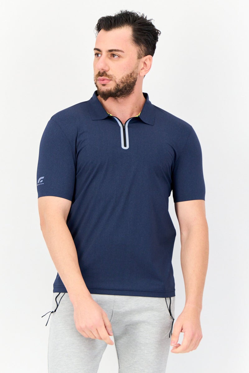 GIORDANO G-Motion Men Sportswear Fit Short Sleeves Outdoor Polo Shirt, Navy  - Image 1