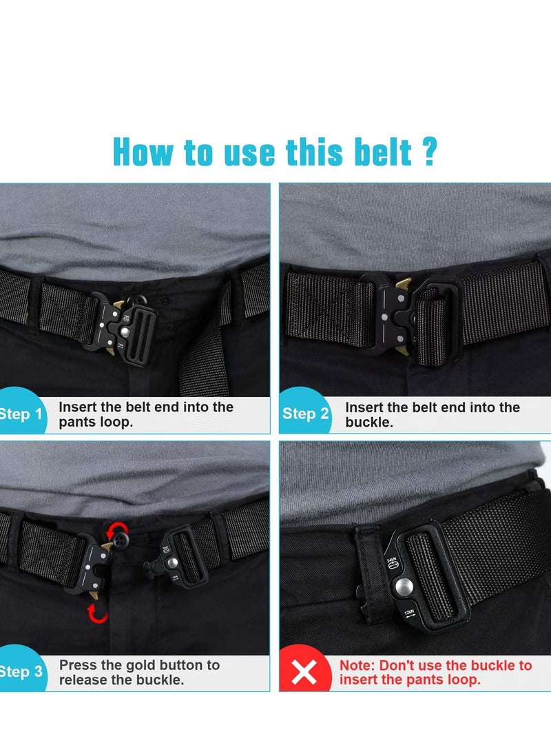 Y&D Tactical Belt for Men, Heavy-Duty Webbing Military Style Nylon Belts with Metal & Key Buckle 2 Pack 1.5 Inch  - Image 5