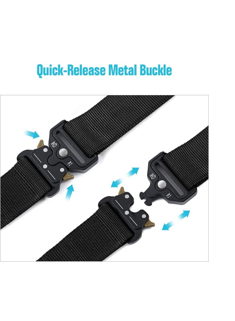 Y&D Tactical Belt for Men, Heavy-Duty Webbing Military Style Nylon Belts with Metal & Key Buckle 2 Pack 1.5 Inch  - Image 3