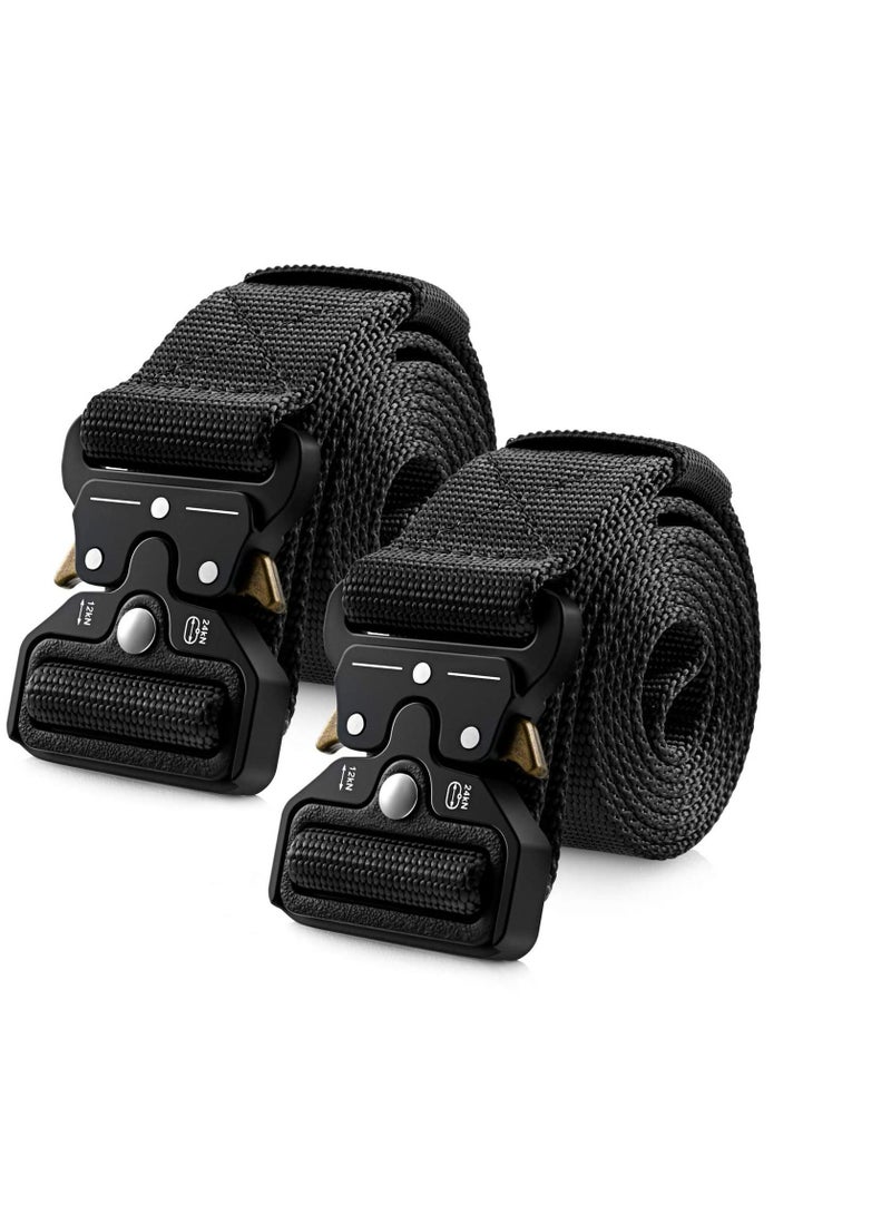 Y&D Tactical Belt for Men, Heavy-Duty Webbing Military Style Nylon Belts with Metal & Key Buckle 2 Pack 1.5 Inch  - Image 1