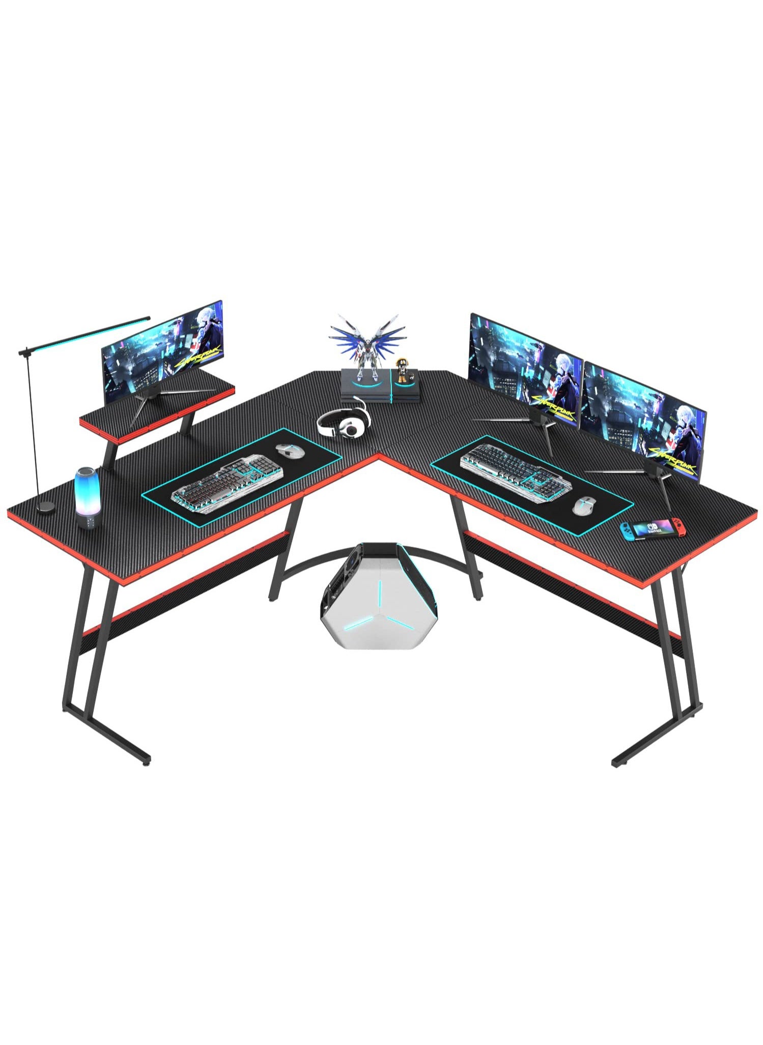 ULHYC L-Shaped Desk Computer Corner Table 51 Inch Home Gaming Desk Office Writing Workstation With Large Monitor Stand Space-Saving Easy To Assemble Black 