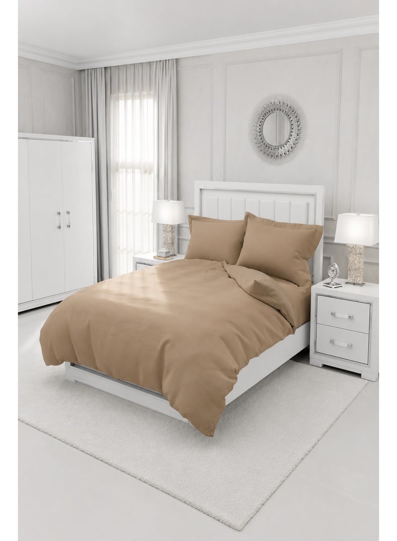 Premium Plain Brown Comforter Bedding Set with Fitted Bedsheet & Pillow Covers, Soft Luxury Bed Set for Single, Full, Queen & King Size