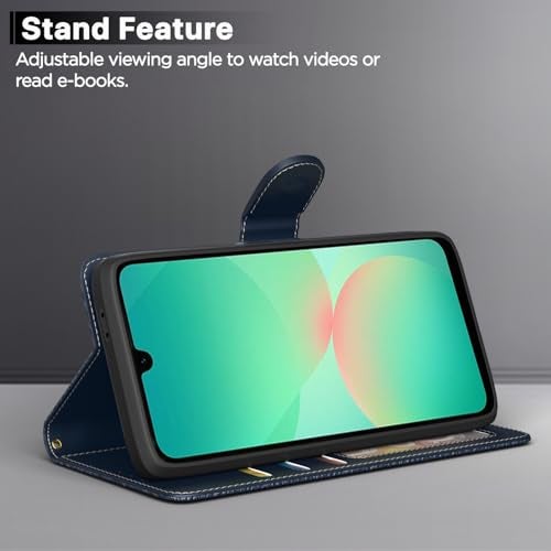 Pikkme Flip Cover for Samsung Galaxy M17 5G / A17 5G / F17 5G | Leather Finish | Wallet Stand and Shock Proof | Complete Protection Flip Case (Blue) - Image 3