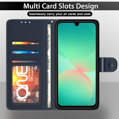 Pikkme Flip Cover for Samsung Galaxy M17 5G / A17 5G / F17 5G | Leather Finish | Wallet Stand and Shock Proof | Complete Protection Flip Case (Blue) - Image 5