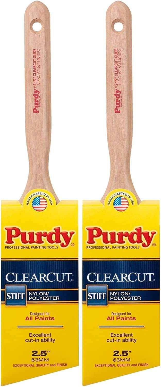 Purdy 144152125 Clearcut Series Glide Angular Trim Paint Brush 212 inch  2 Pack