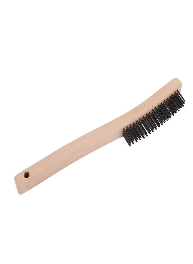 CNBTR 2 Pieces Carbon Steel and Stainless Steel Wire Brush w/ 14" Curved Wood Handle - Image 3