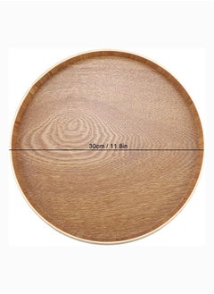 Mash Round Bamboo Tray 12 Inch Beige Color, Eco-Friendly Natural Solid Wooden Tea Food Serving Steak Plate Trays For Serving Drinks In Hotels Restaurants Coffee Shops Kitchen Office Server 30Cm Wood  - Image 5
