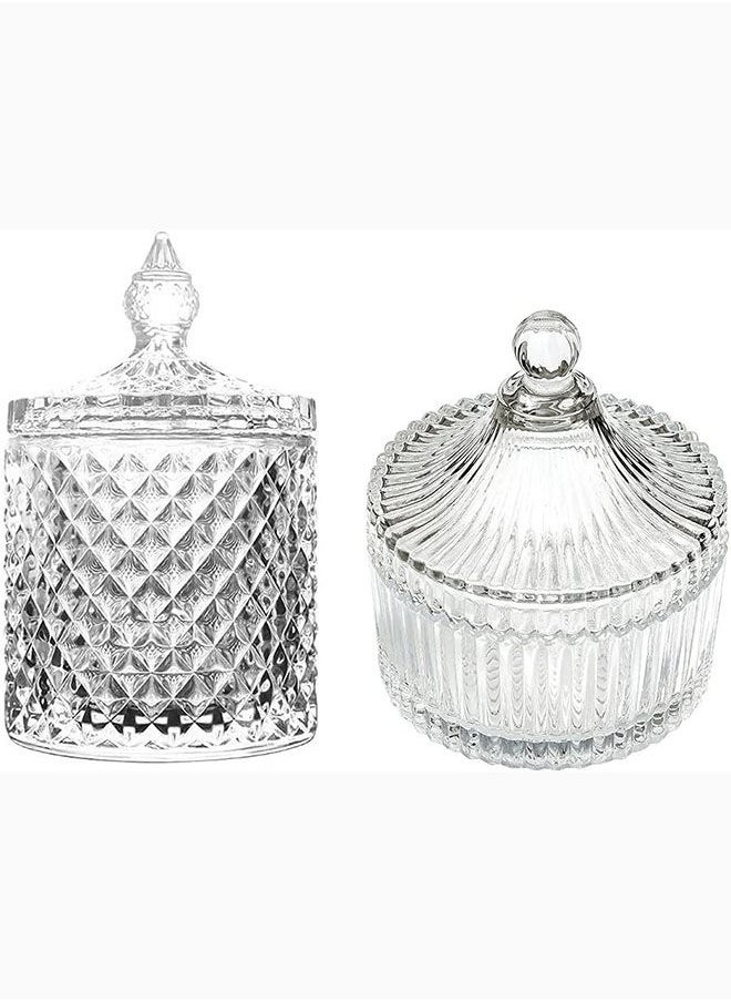 Fruit Bowl 2Pcs Crystal Glass Candy Cup Creative Living Room Candy Jar Dried Fruit Plate Sugar Bowl Fruit Bowl With Lid Fruit Cup Snack Box Decorative Fruit Basket