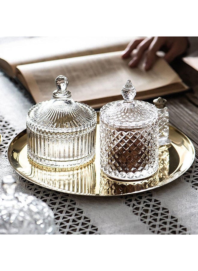 Fruit Bowl 2Pcs Crystal Glass Candy Cup Creative Living Room Candy Jar Dried Fruit Plate Sugar Bowl Fruit Bowl With Lid Fruit Cup Snack Box Decorative Fruit Basket