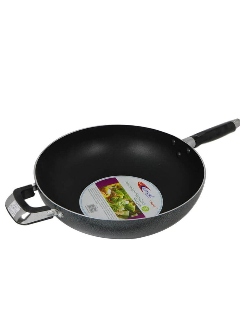 KAWASHI Aluminium  Non-Stick Deluxe Wokpan with Dual Handles  Black 26CM 