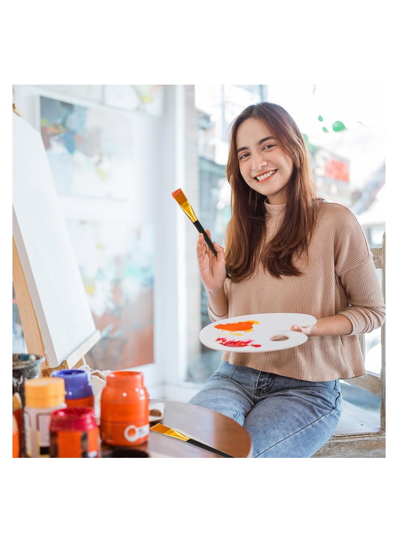 Zikra 10PCS Wide Nylon Flat Brush Set for Watercolor, Oil, Gouache, and Acrylic Painting - Professional Brushes for Kids, Art Students, and Graffiti Artists (17.5CM) - Image 3