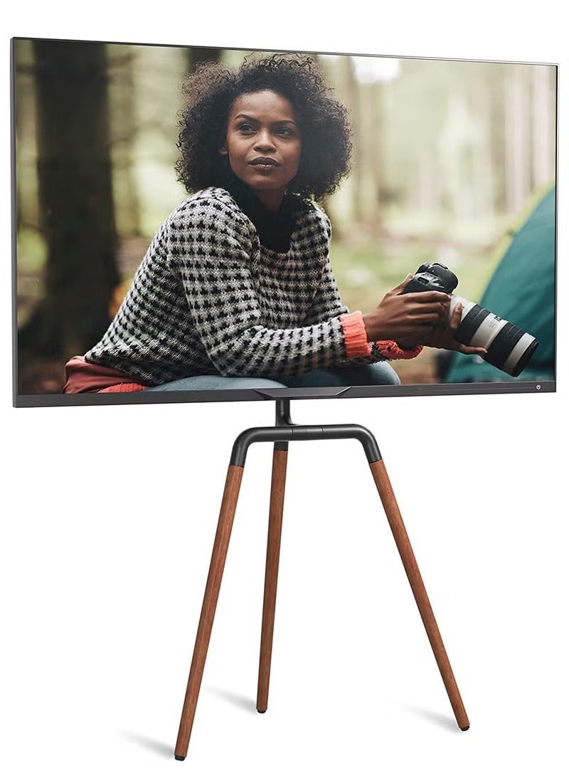 XiuWoo Easel TV Stand for 45-65 Inch Screens, Portable Swivel Tripod TV Stand with Wooden Tray, Height Adjustable, Concealed Cable Management, Max Load 40Kg - Image 2