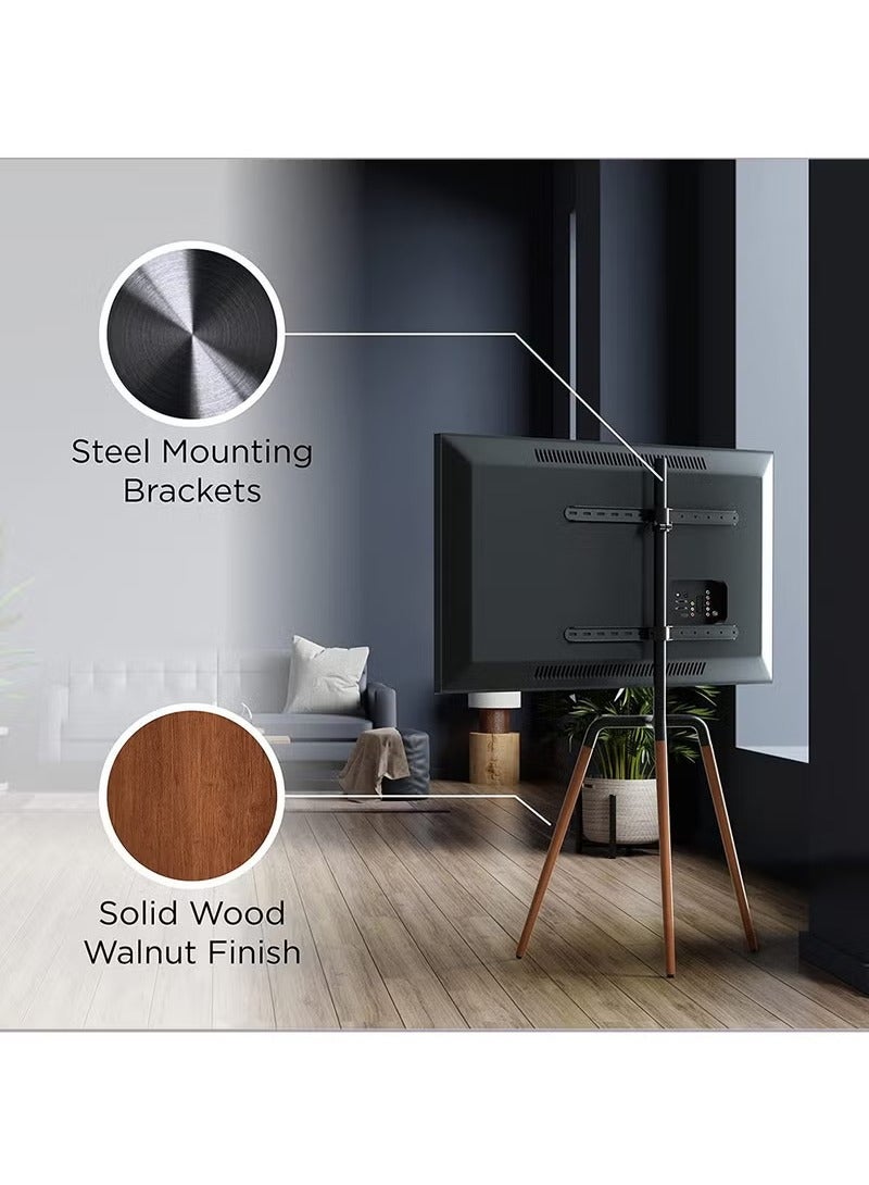 XiuWoo Easel TV Stand for 45-65 Inch Screens, Portable Swivel Tripod TV Stand with Wooden Tray, Height Adjustable, Concealed Cable Management, Max Load 40Kg - Image 5