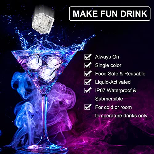 Nonley Light Up Ice Cubes for Drinks, LED Ice Cubes Liquid Activated, Glow in The Dark Waterproof Ice Cubes for Home Bar Supplies Summer Party Wedding Decor (White-12PCS) - Image 4