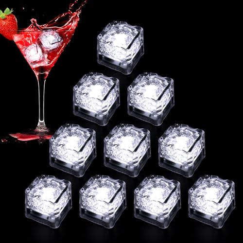 Nonley Light Up Ice Cubes for Drinks, LED Ice Cubes Liquid Activated, Glow in The Dark Waterproof Ice Cubes for Home Bar Supplies Summer Party Wedding Decor (White-12PCS) - Image 1