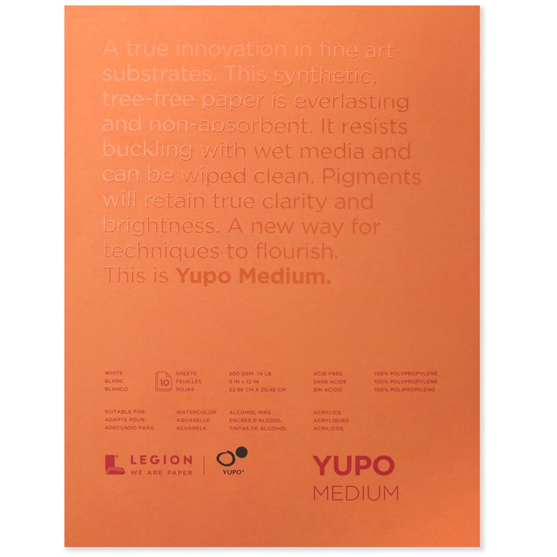 Legion Yupo Paper L21-YUP197W912 White Sheets, 9" x 12", 10 count - Image 1