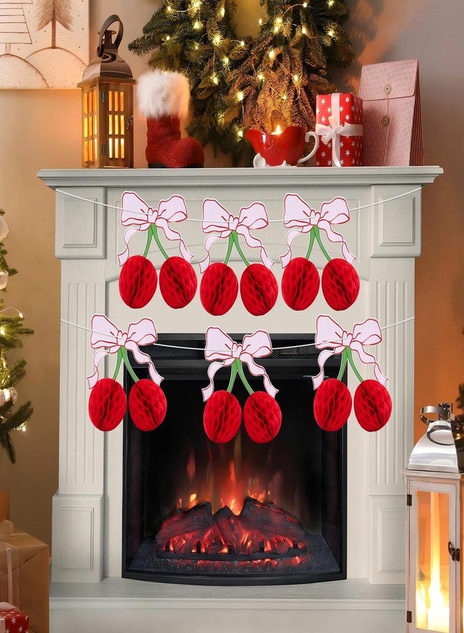 FujDun 6pcs Bow Cherry Birthday Party Decorations, Paper Honeycomb Cherry Table Centerpieces for Birthday Bridal Shower Baby Shower Bachelorette Engagement Wedding Party Supplies Home Decor - Image 4
